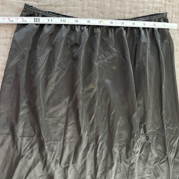 Vintage Black 1/2 Slip Skirt Lace Trim Made in USA Nylon Lingerie Approx Medium - Picture 2 of 5